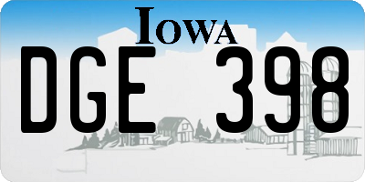 IA license plate DGE398