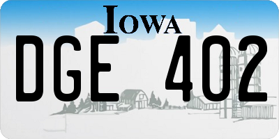 IA license plate DGE402
