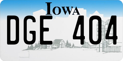 IA license plate DGE404