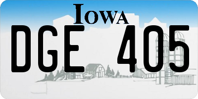 IA license plate DGE405