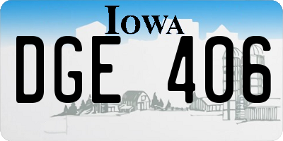 IA license plate DGE406