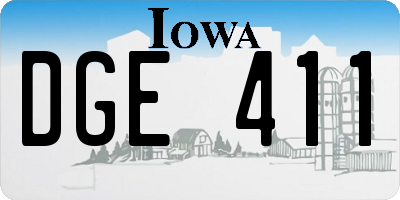 IA license plate DGE411