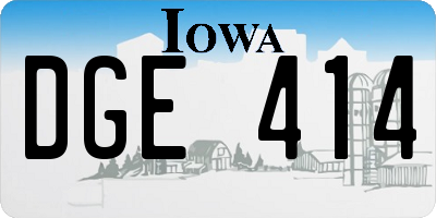 IA license plate DGE414