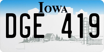 IA license plate DGE419