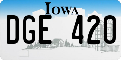 IA license plate DGE420