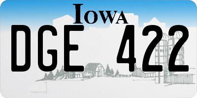 IA license plate DGE422