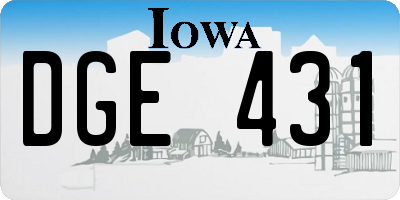 IA license plate DGE431