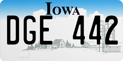 IA license plate DGE442