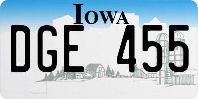IA license plate DGE455