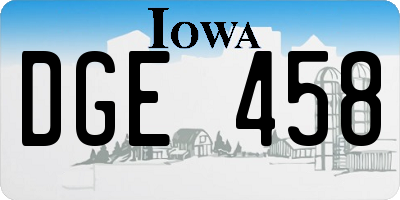 IA license plate DGE458