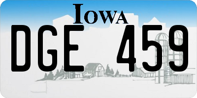 IA license plate DGE459