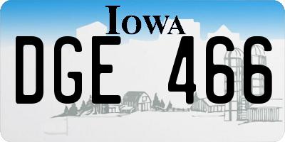 IA license plate DGE466