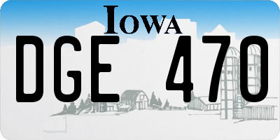 IA license plate DGE470