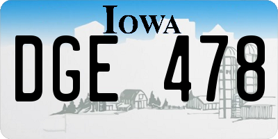 IA license plate DGE478
