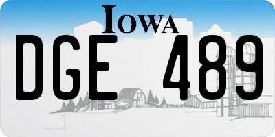 IA license plate DGE489