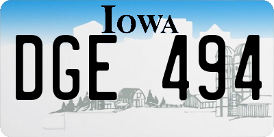 IA license plate DGE494