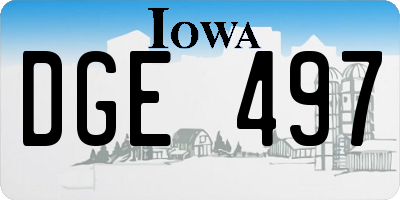 IA license plate DGE497