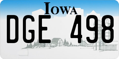 IA license plate DGE498