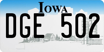 IA license plate DGE502