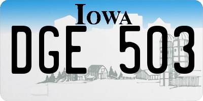 IA license plate DGE503