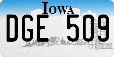 IA license plate DGE509