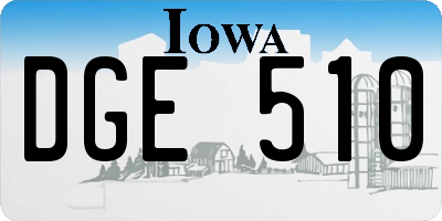 IA license plate DGE510
