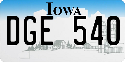 IA license plate DGE540
