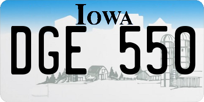 IA license plate DGE550