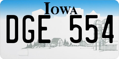 IA license plate DGE554