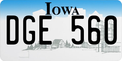 IA license plate DGE560