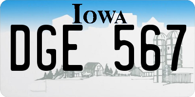 IA license plate DGE567