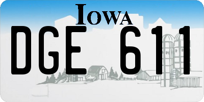 IA license plate DGE611