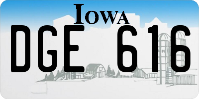 IA license plate DGE616