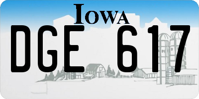 IA license plate DGE617