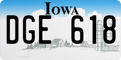 IA license plate DGE618