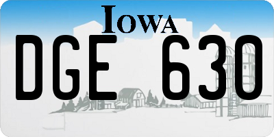 IA license plate DGE630