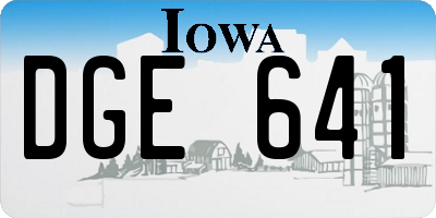 IA license plate DGE641