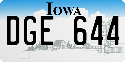 IA license plate DGE644