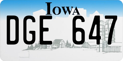 IA license plate DGE647