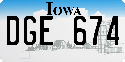 IA license plate DGE674