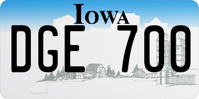 IA license plate DGE700