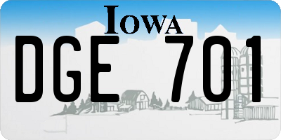 IA license plate DGE701