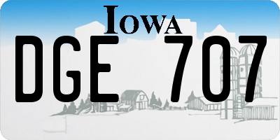 IA license plate DGE707