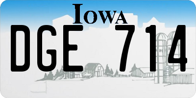 IA license plate DGE714