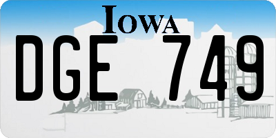 IA license plate DGE749