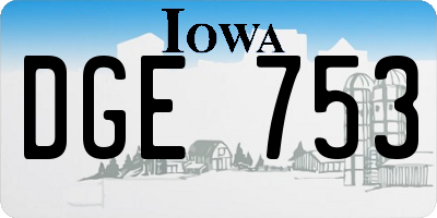 IA license plate DGE753