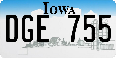 IA license plate DGE755
