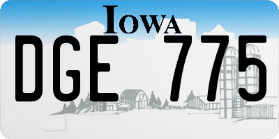 IA license plate DGE775
