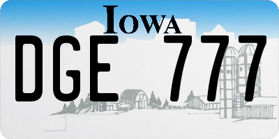 IA license plate DGE777