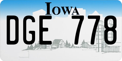 IA license plate DGE778